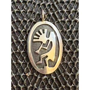 Vintage Navajo Sterling Silver Kokopelli Pendant Signed W J 4.6g 1.25"